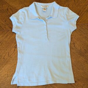 Vintage Y2K Aéropostale Baby Blue Slim Fit Short Sleeve Polo Shirt Size Medium